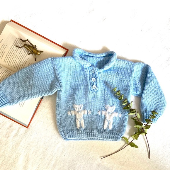 Vintage Other - Bespoke | Vintage Baby Blue Teddy Bear Sweater